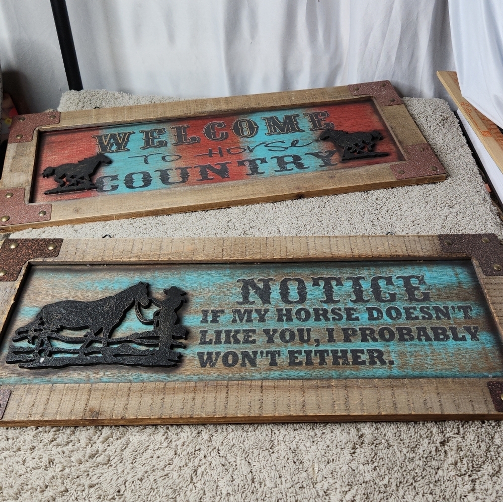 2 Western Decorative Signs With Horses - Picture 4 of 12